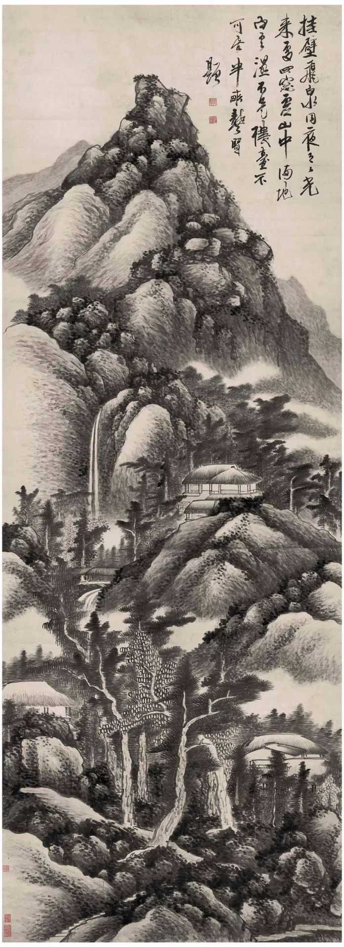 龔賢 掛壁飛泉圖