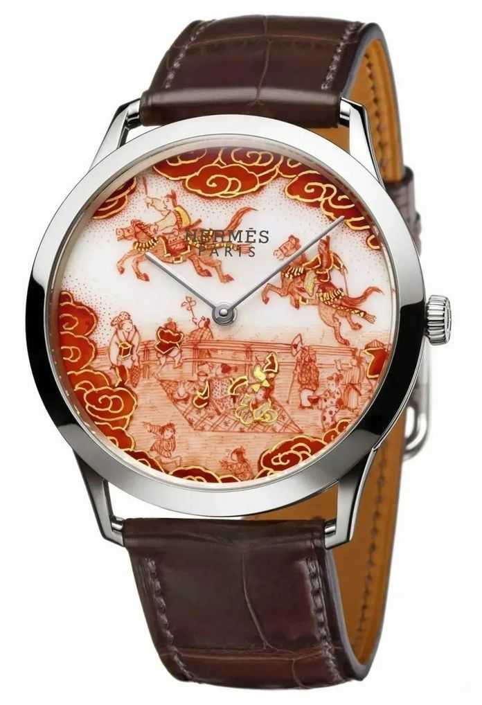 3c52a05f3c102bdb53bcee5ab1e2ae3bddbb5ab0 | 愛馬仕九穀燒赤繪陶瓷錶盤手錶