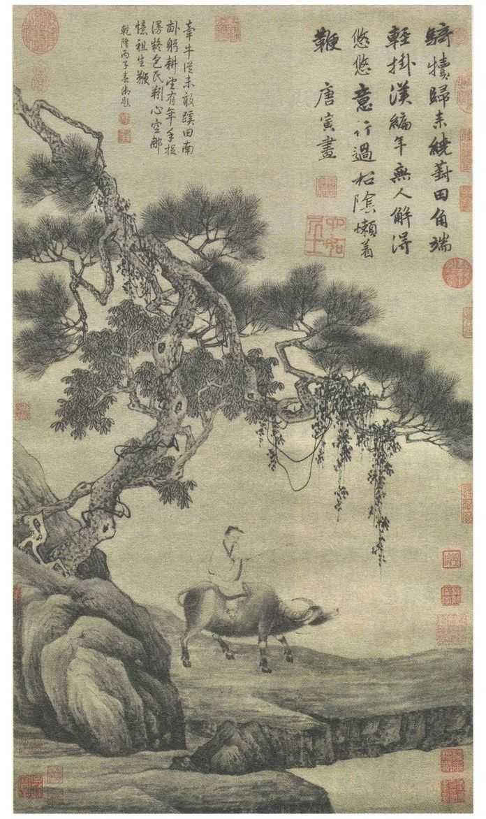 唐寅 葑田行犢圖軸