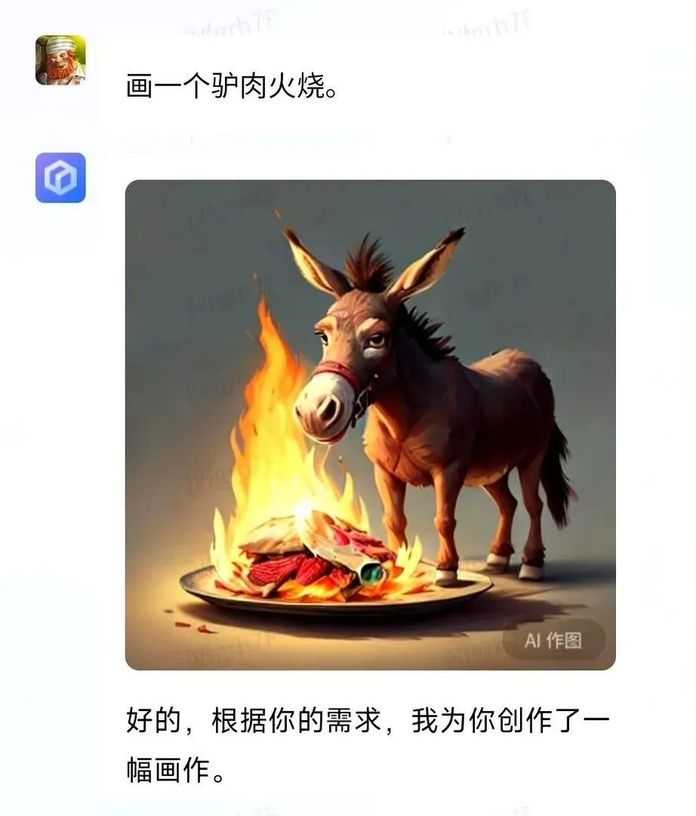 驢肉在火上烤=驢肉火燒？