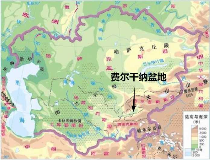 中亞的地形圖