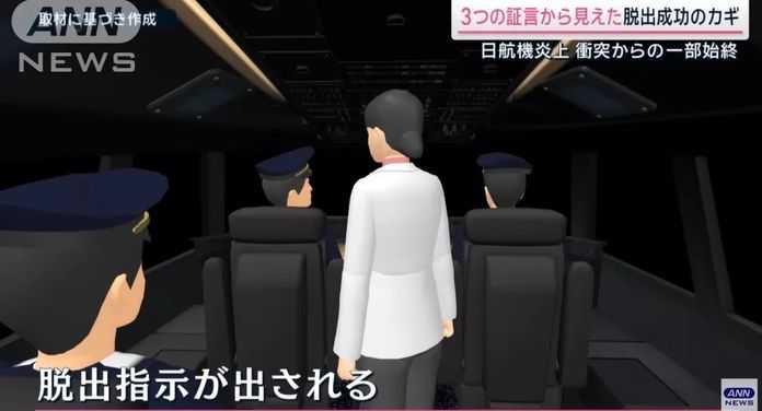 2.空乘人員確定安全出口，引導乘客逃離