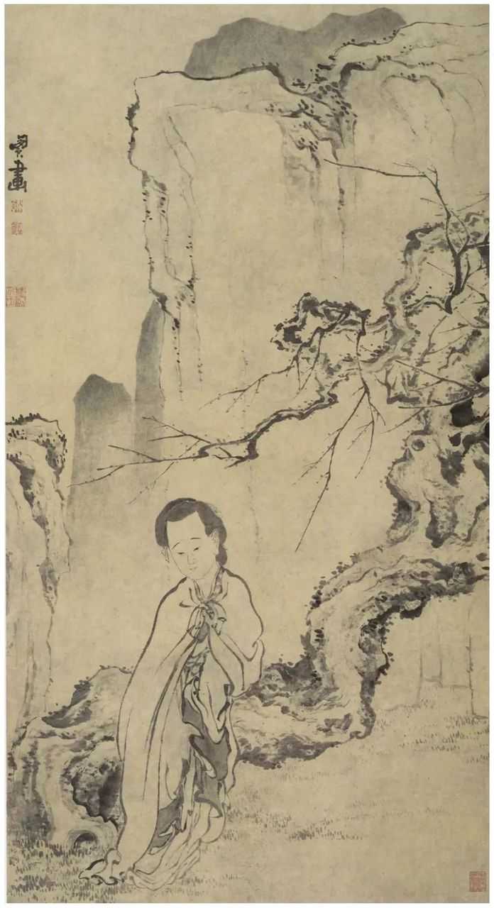 b8117be6601c91d2181d6ff338f00bb8e5b1bab1 閔貞 梅花仕女圖軸
