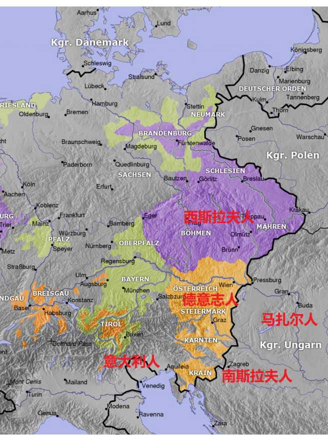e55c078392b1413657392ea932d17c5dc965c5e0 奧地利四周的民族分佈