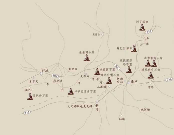 e8eaa3b7f96c0381cb34f8cabe93450b40538ffd 龜茲石窟分佈圖