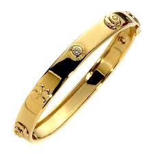 images-3 Chanel Camellia Gold Diamond Bangle Bracelet | Bangles, Gold bracelet, White gold bangle bracelets