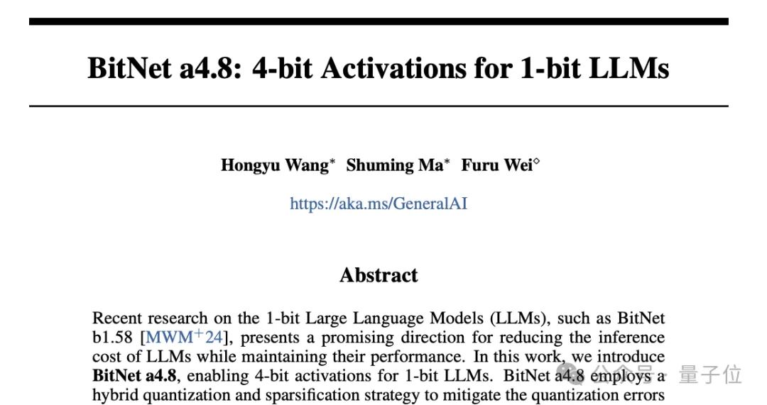 4e346ca7dfce0bc35491bba365c5da26 微软1bit LLM新研究:原生4bit激活值量化,可充分利用新一代GPU对4bit计算的原生支持