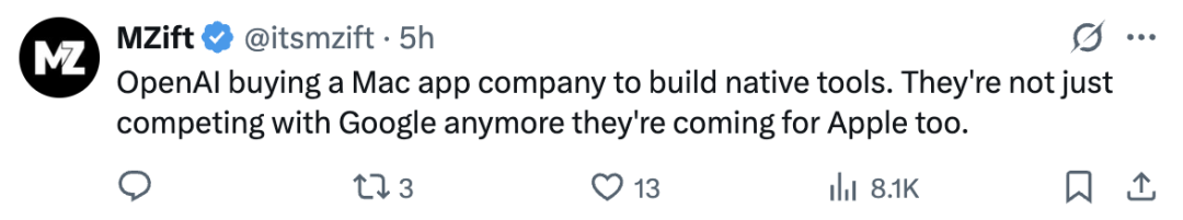 OpenAI收购macOS供应商，剑指GPT操作系统！微软也不装了