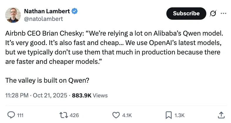 中国模型打服硅谷:Airbnb联创CEO感叹又好又快又便宜!ChatGPT合作都拒了 中国模型打服硅谷:Airbnb联创CEO感叹又好又快又便宜!ChatGPT合作都拒了